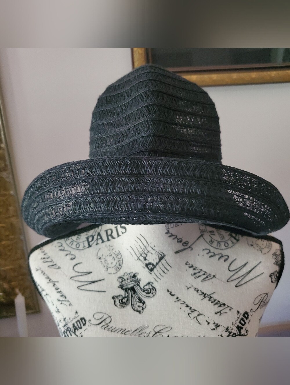 Vintage Betmar Black Paper Wide Brim Floppy Sun Hat - Picture 4 of 9
